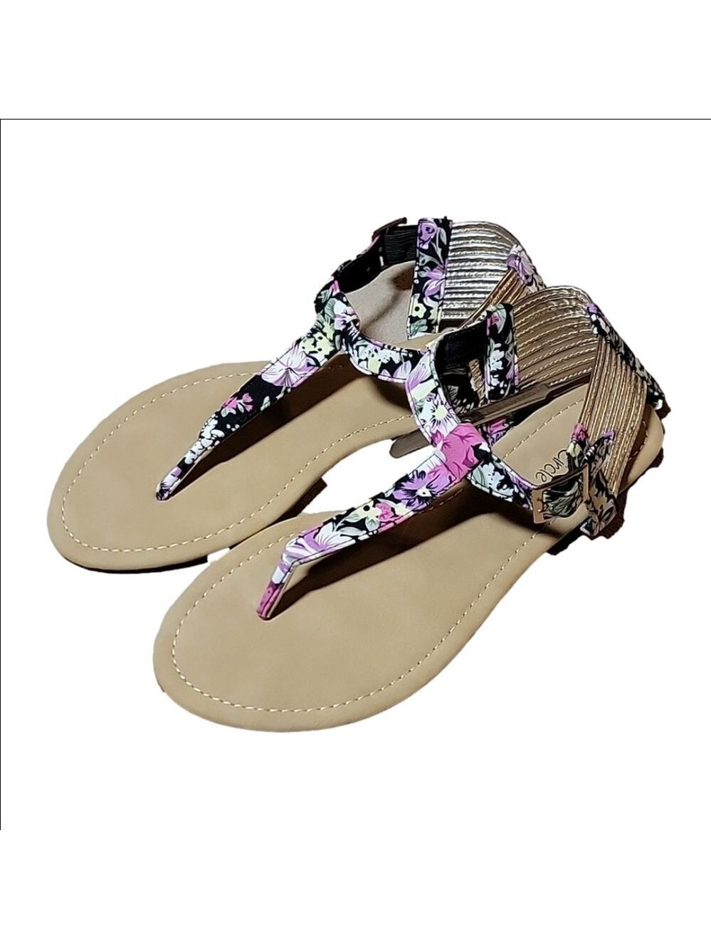 Red Circle Floral Sandals Size 10 NWOT